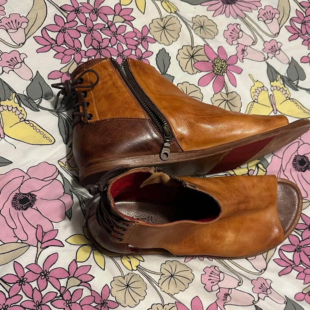 Bed Stu Tan Leather Open-Toe Ankle Booties - Picture 3 of 5